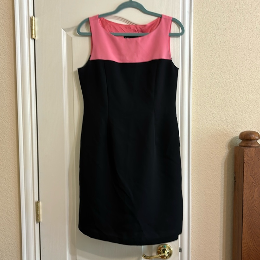 Sz 10 Connected black and salmon colored dress.